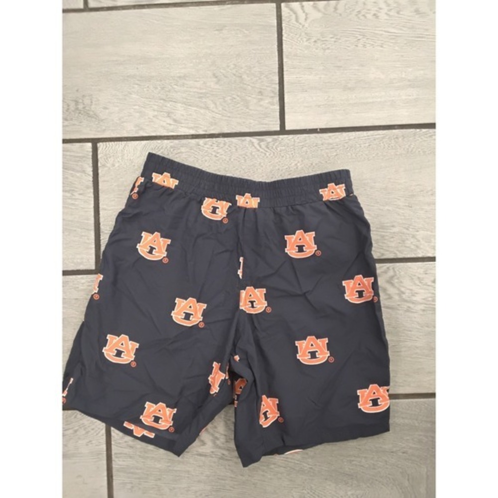 Columbia PFG Auburn Tigers Boys Swim Trunks Navy Blue Orange Logo Size M 10/12